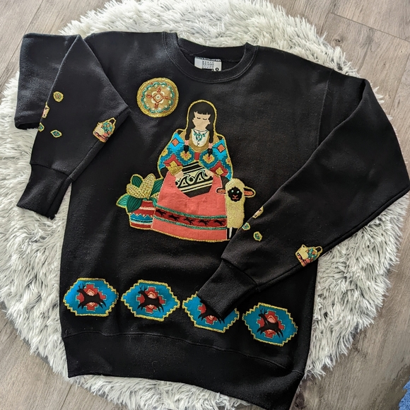 Small 3D Design Pullover Black Sweater - Picture 1 of 3